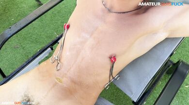 Nipples clamped and played with!