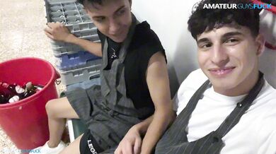 Almost caught sucking my colleague in the hall