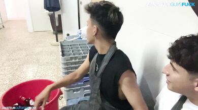 Almost caught sucking my colleague in the hall