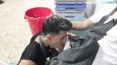 Almost caught sucking my colleague in the hall