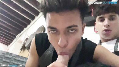 Almost caught sucking my colleague in the hall