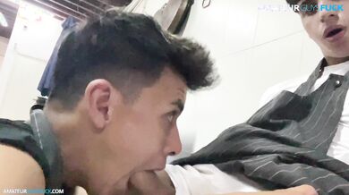 Almost caught sucking my colleague in the hall