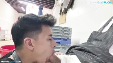 Almost caught sucking my colleague in the hall