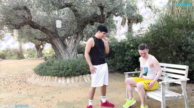 Horny break whilst running in the park