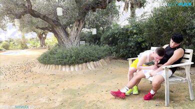 Horny break whilst running in the park