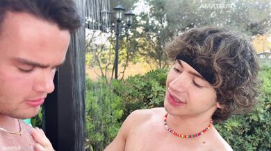 Outdoor shower got steamy!