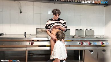 Afterhours chef and customer in the kitchen