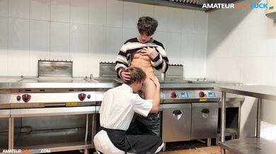 Afterhours chef and customer in the kitchen