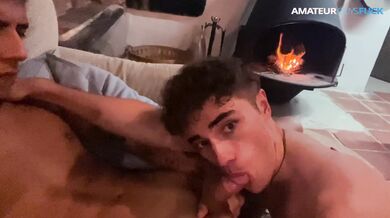 I was kneeling to start the fire, but he had other plans